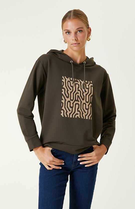 Haki Baskılı Sweatshirt