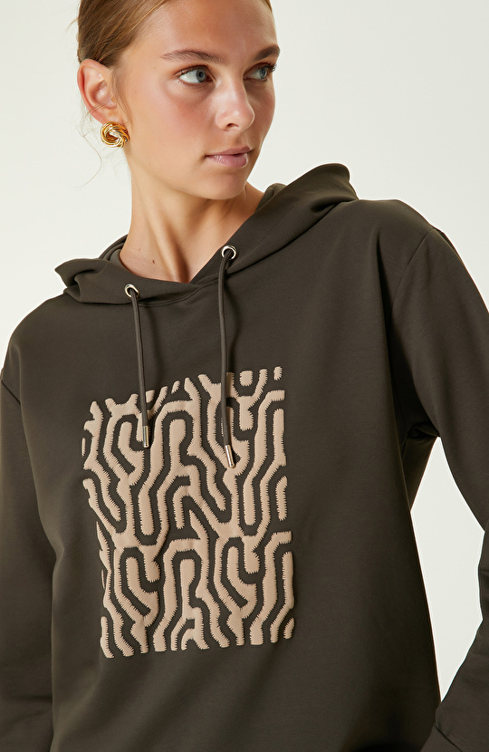 Haki Baskılı Sweatshirt