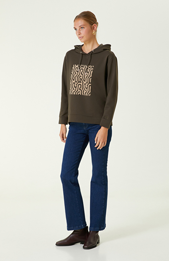 Haki Baskılı Sweatshirt