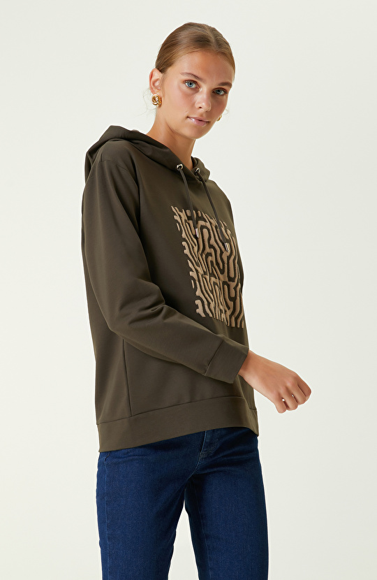 Haki Baskılı Sweatshirt