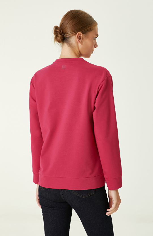 Fuşya Baskılı Sweatshirt