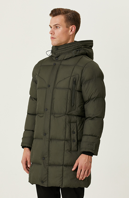 Haki Çıtçıtlı Casual Kaban