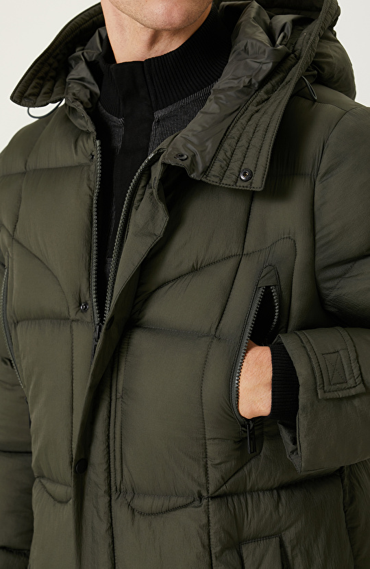 Haki Çıtçıtlı Casual Kaban