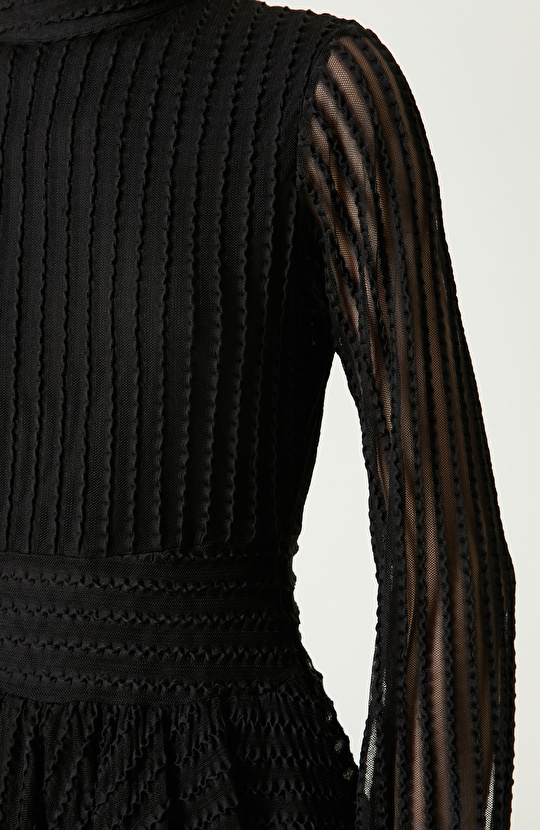 Siyah Kloş Etek Mini Elbise