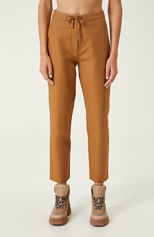 Camel Pamuklu Beli İpli Pantolon