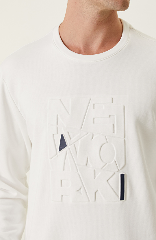 Ekru Baskılı Sweatshirt