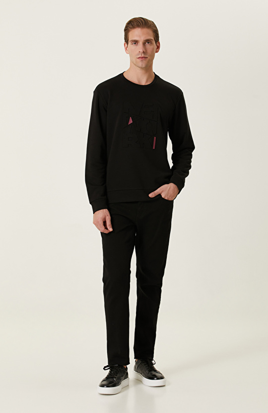 Siyah Baskılı Sweatshirt