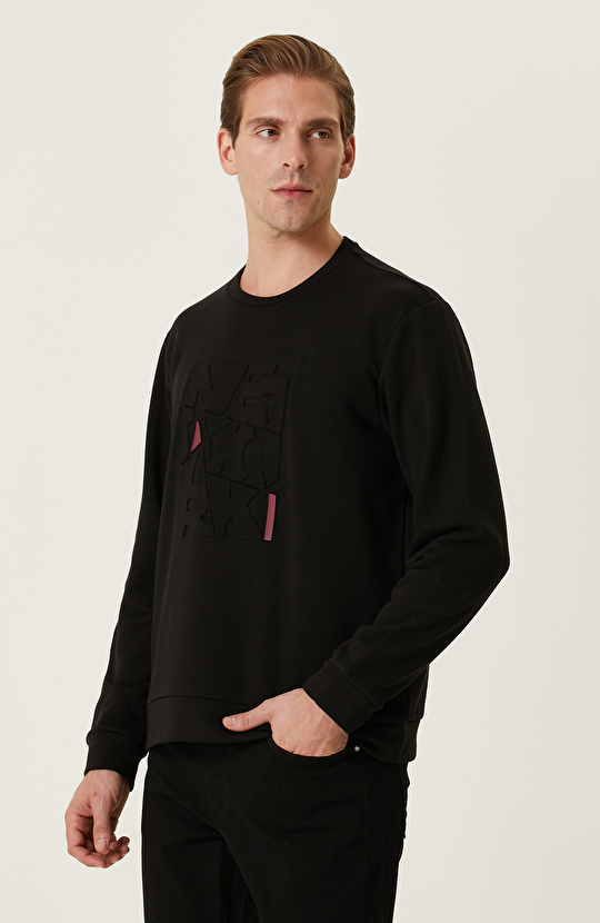 Siyah Baskılı Sweatshirt