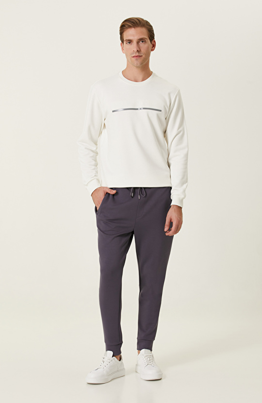 Ekru Baskılı Sweatshirt