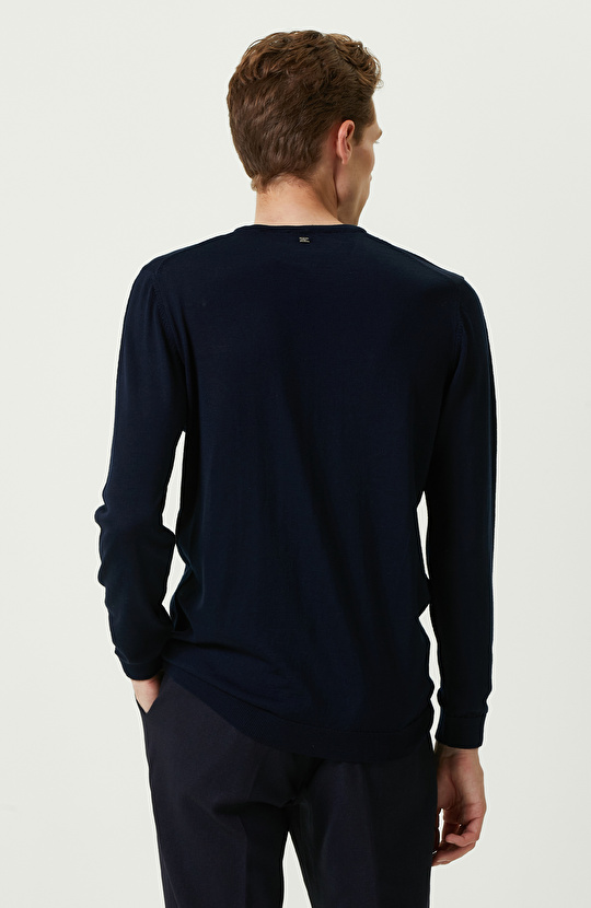 Lacivert Bisiklet Yaka Kazak