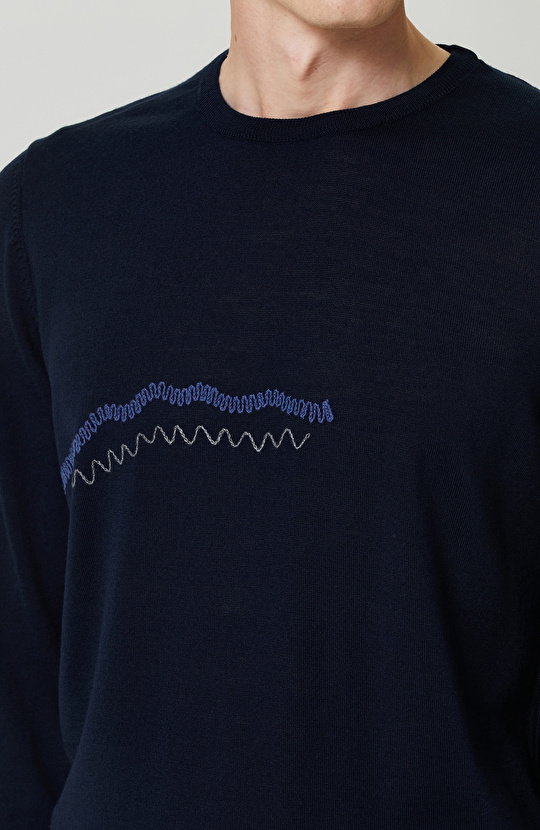 Lacivert Bisiklet Yaka Kazak