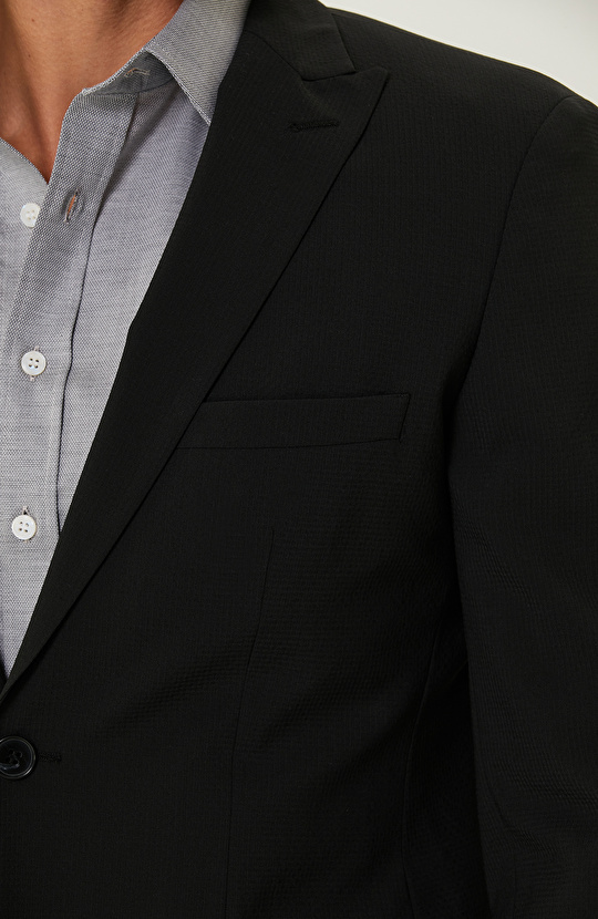 Siyah Gofre Desenli Takım Elbise