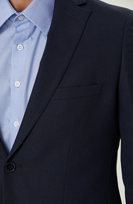 Armür Desenli Lacivert Takım Elbise