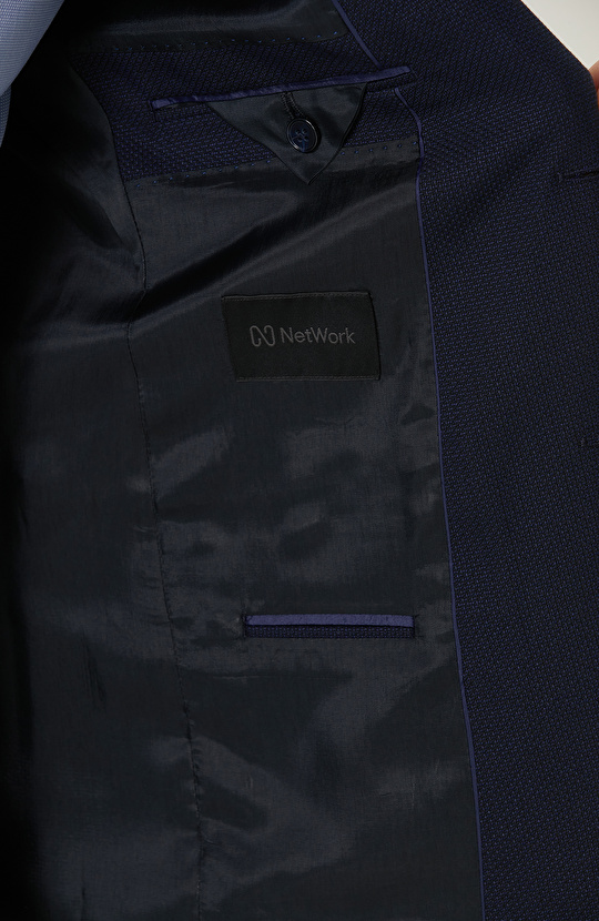 Armür Desenli Lacivert Takım Elbise