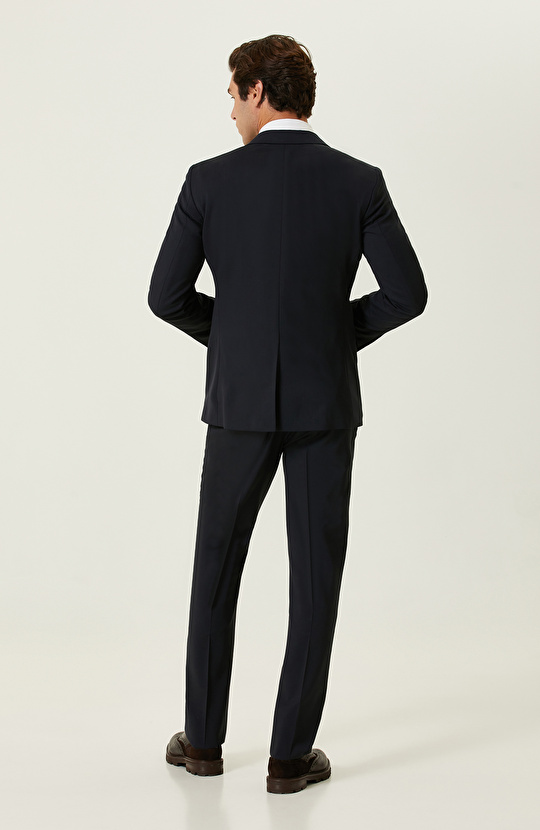 Lacivert Piklapel Yaka Takım Elbise