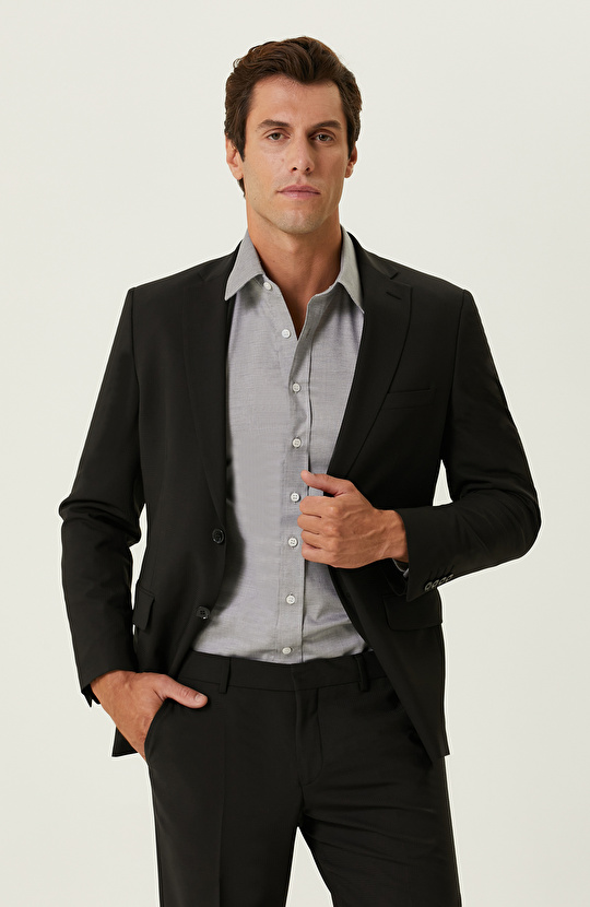 Siyah Pötikare Desenli Takım Elbise