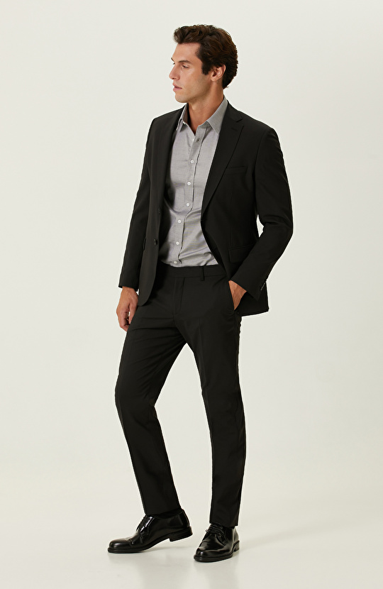 Siyah Pötikare Desenli Takım Elbise