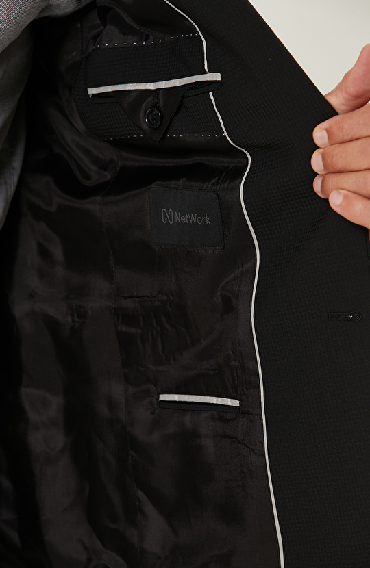 Siyah Pötikare Desenli Takım Elbise