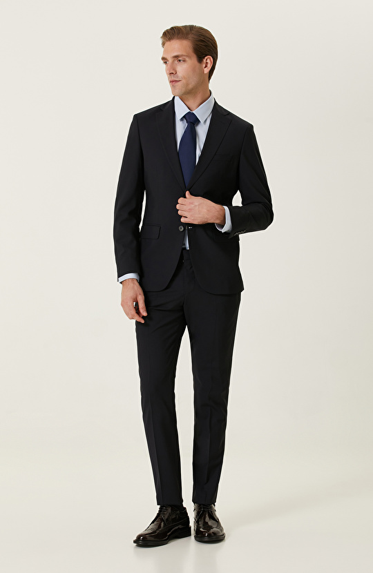 Lacivert Pötikareli Takım Elbise