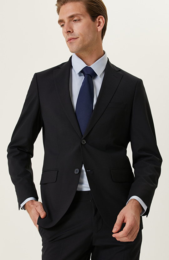 Lacivert Pötikareli Takım Elbise