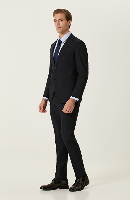 Lacivert Pötikareli Takım Elbise