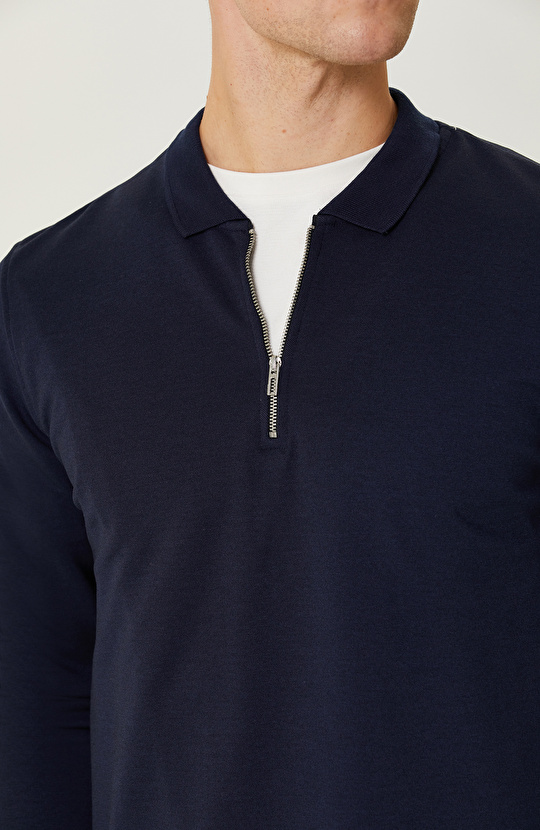 Lacivert Fermuarlı Sweatshirt