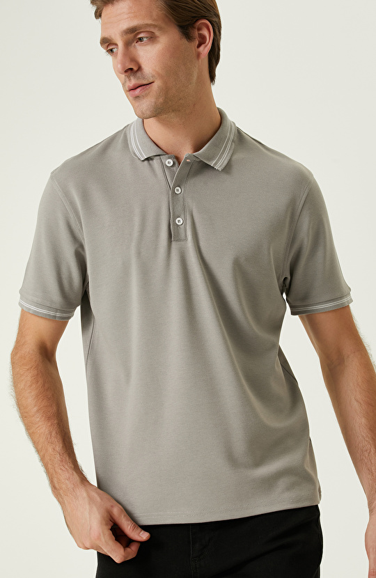 Gri Polo Yaka T-shirt