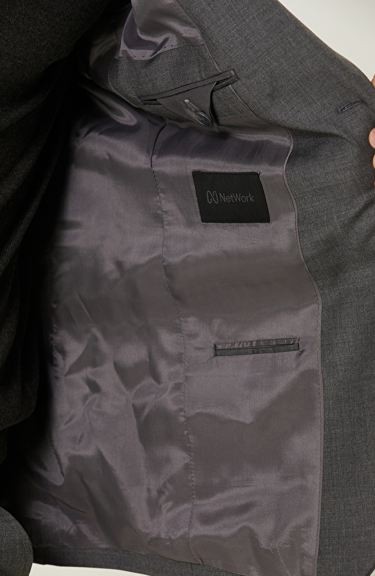 Gri Mono Yaka Takım Elbise