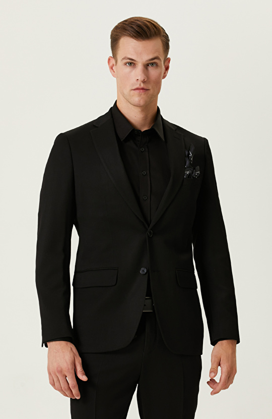 Siyah Diyagonal Takım Elbise