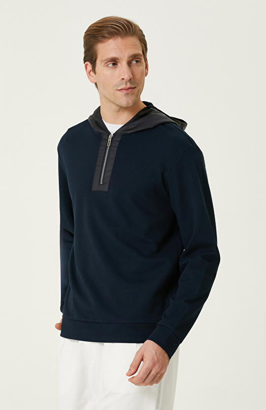 Lacivert Kapüşonlu Sweatshirt