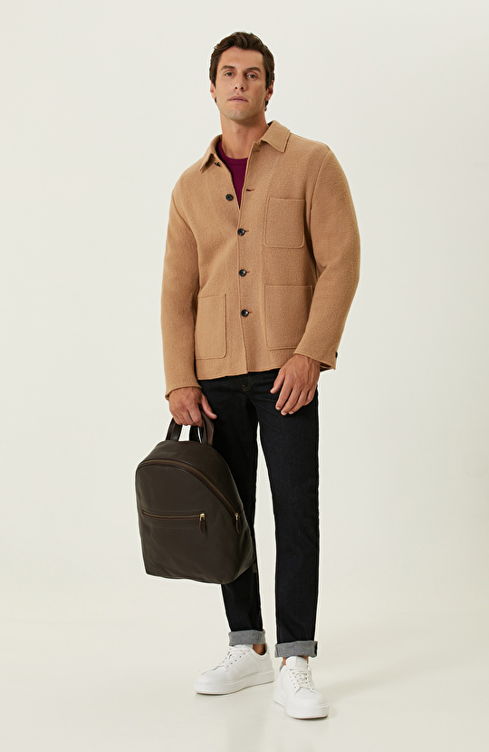 Fuşya Bisiklet Yaka Kazak