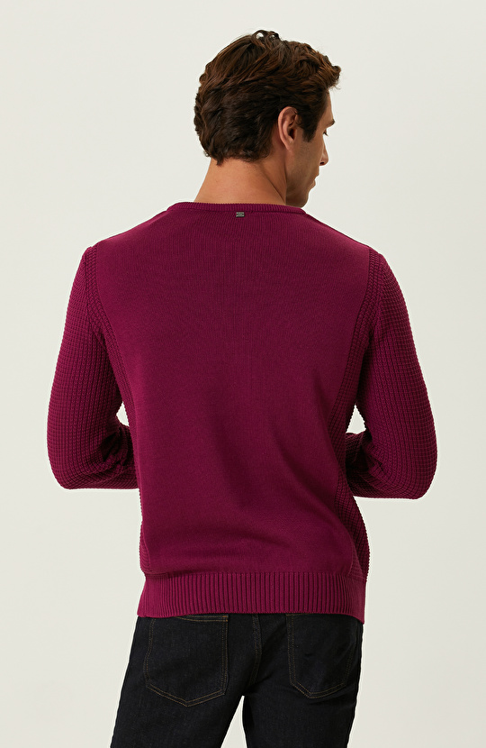 Fuşya Bisiklet Yaka Kazak