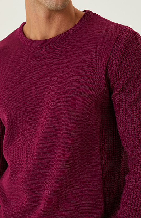 Fuşya Bisiklet Yaka Kazak