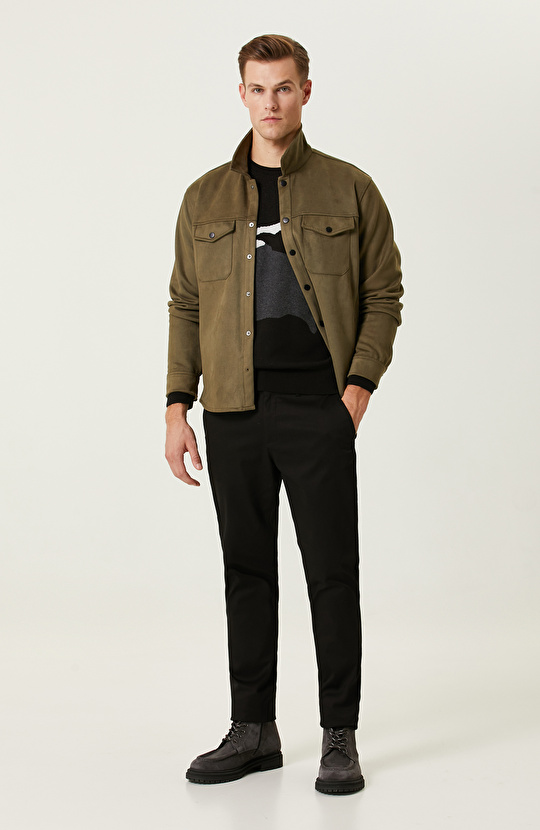 Siyah Kamuflaj Desenli Kazak