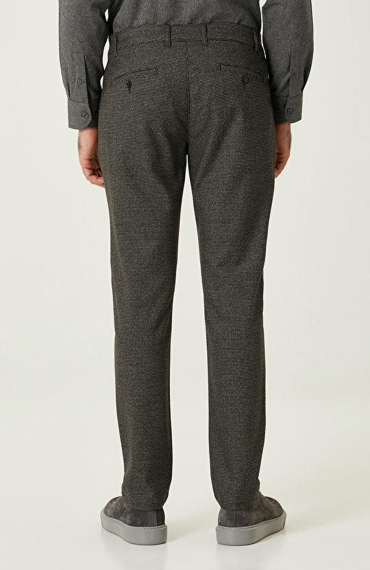 Antrasit Kazayağı Desenli Pantolon