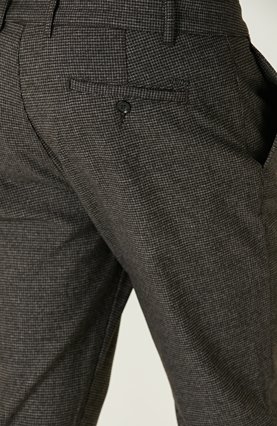 Antrasit Kazayağı Desenli Pantolon