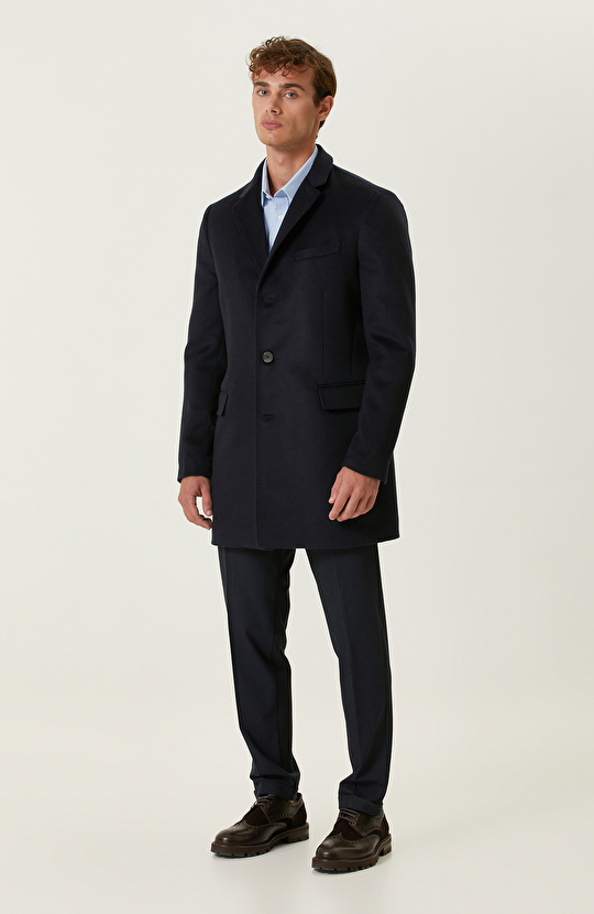 Mavi Diyagonel Cotton Gömlek