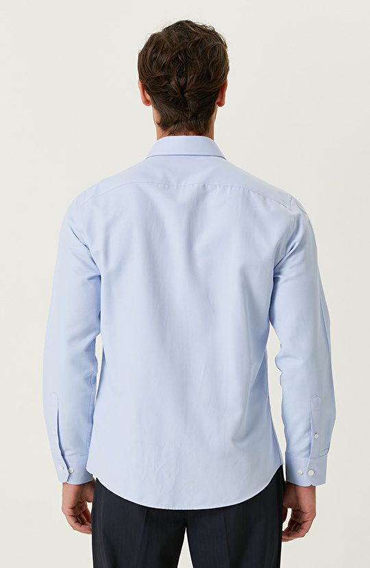 Mavi Diyagonel Cotton Gömlek