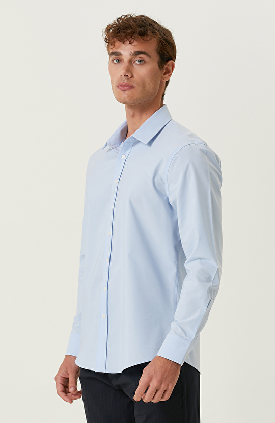 Açık Mavi Likralı Gömlek