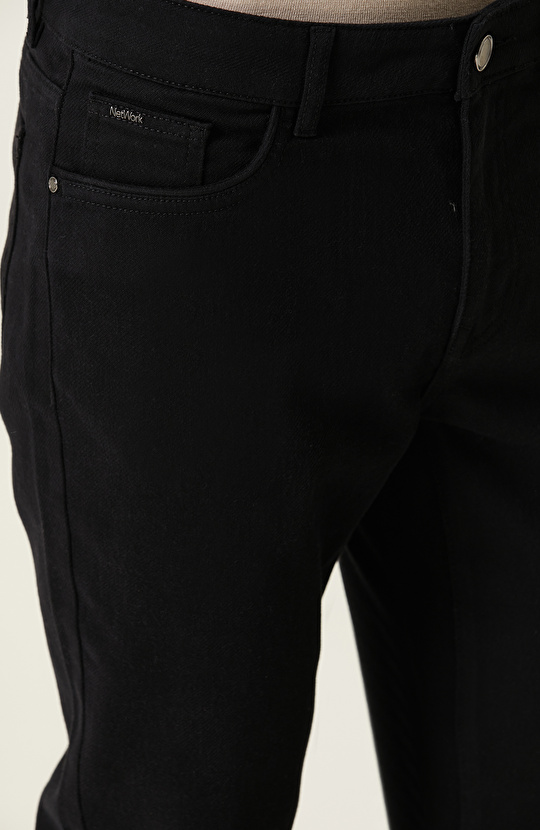 Siyah Diyagonal Casual Pantolon