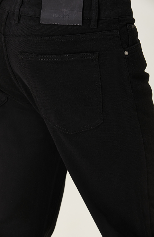 Siyah Diyagonal Casual Pantolon