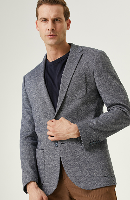 Lacivert Desenli Ceket