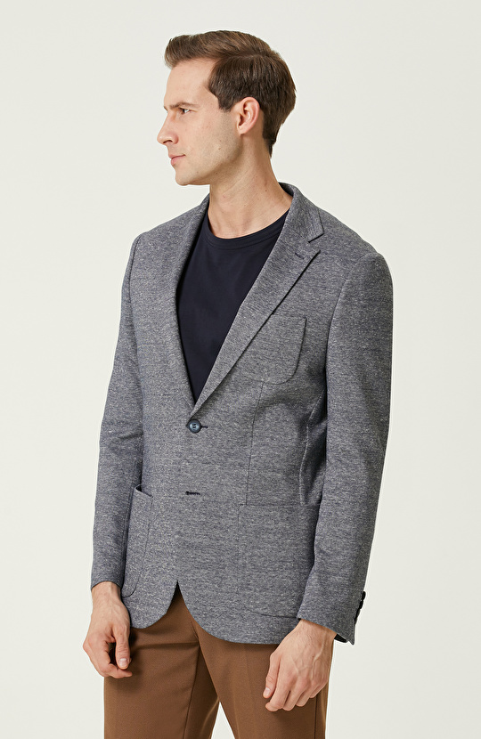 Lacivert Desenli Ceket