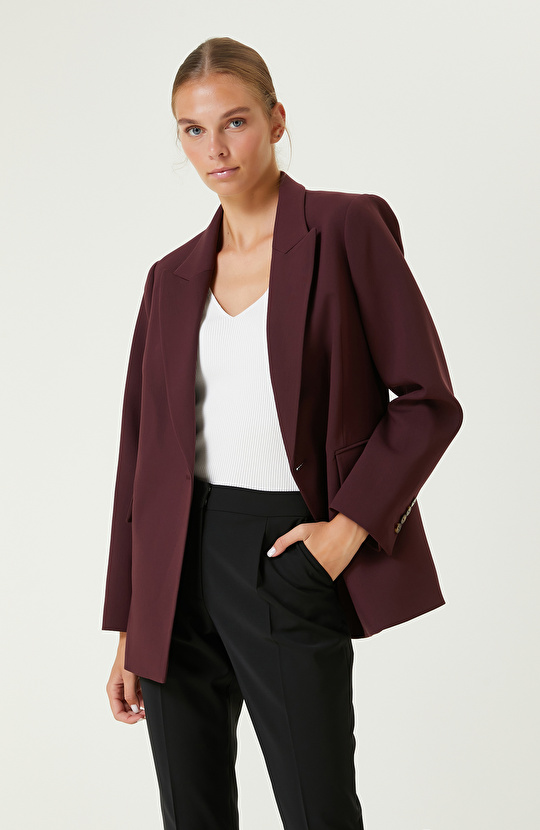 Bordo Uzun Kollu Ceket