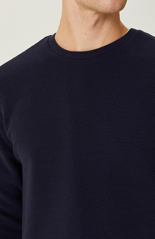 Lacivert Bisiklet Yaka Sweatshirt