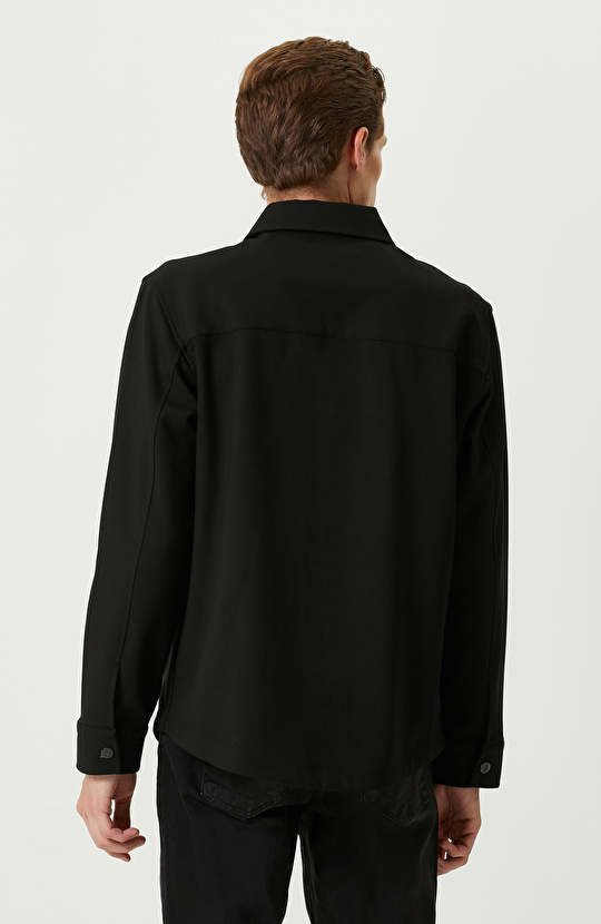 Siyah Çıtçıtlı Dış Gömlek