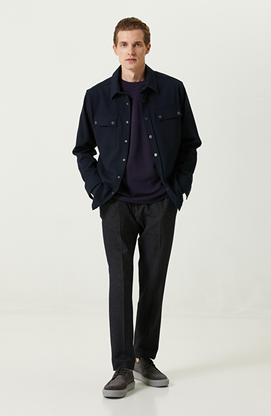 Lacivert Çıtçıtlı Dış Gömlek