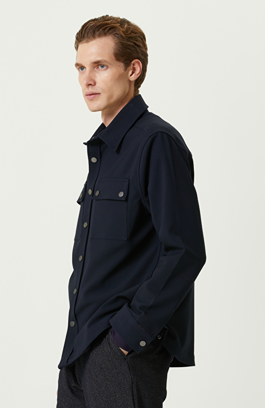 Lacivert Çıtçıtlı Dış Gömlek