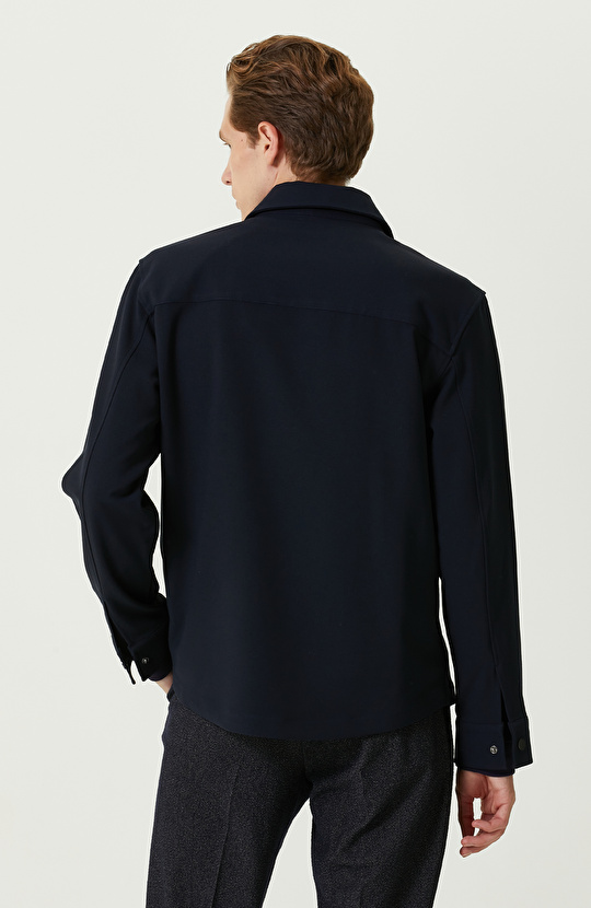 Lacivert Çıtçıtlı Dış Gömlek