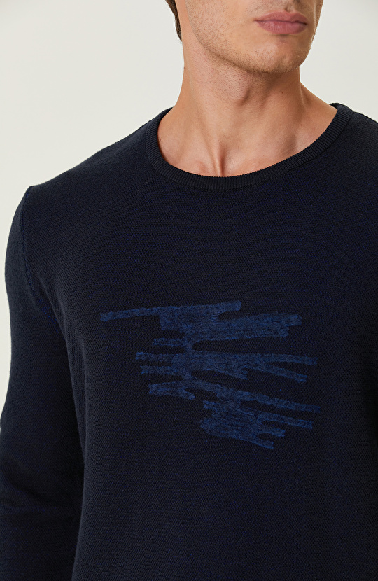 Lacivert Bisiklet Yaka Kazak